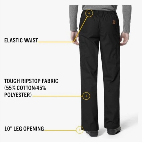 Carhartt Men’s Black Ripstop Multi Cargo Scrub Pant NWT - Picture 8 of 8